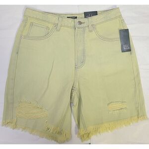 WILD FABLE Green Yellow  Distressed BERMUDA Shorts Button Fly Size 12